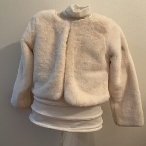 Lilax Girls Faux Fur Coat – White Plush Jacket, Size 9